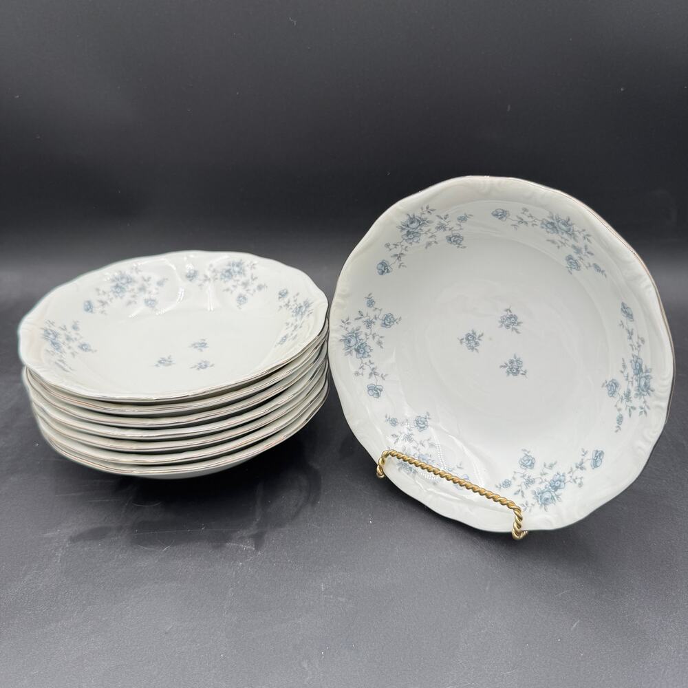Set/4 Vintage Johann Haviland Blue Garland Coupe Soup Bowls 7 5/8"
